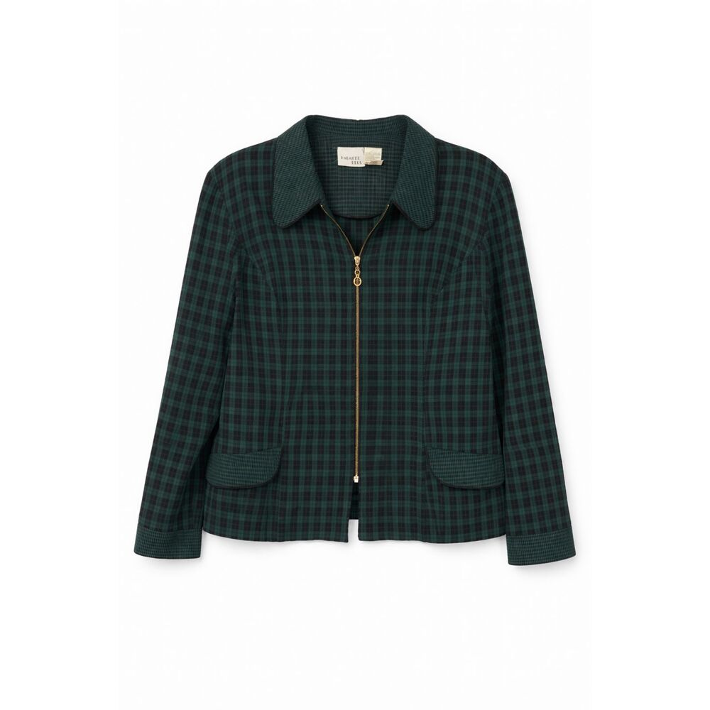 Halmode Plus Green Plaid Zip Jacket 24W Vintage Dark Academia VTG 90s‎ Preppy